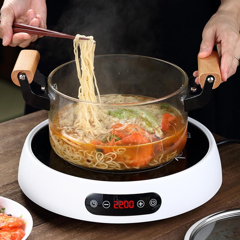 Miecux Glass Saucepan with Cover,3.5L/118 OZ Heat-resistant Glass Stovetop Pot and Pan with Lid, The Best Handmade Glass Cookware Set Cooktop Safe for Pasta Noodle, Soup, Milk, Baby Food (3.5L/118OZ) - Image 3